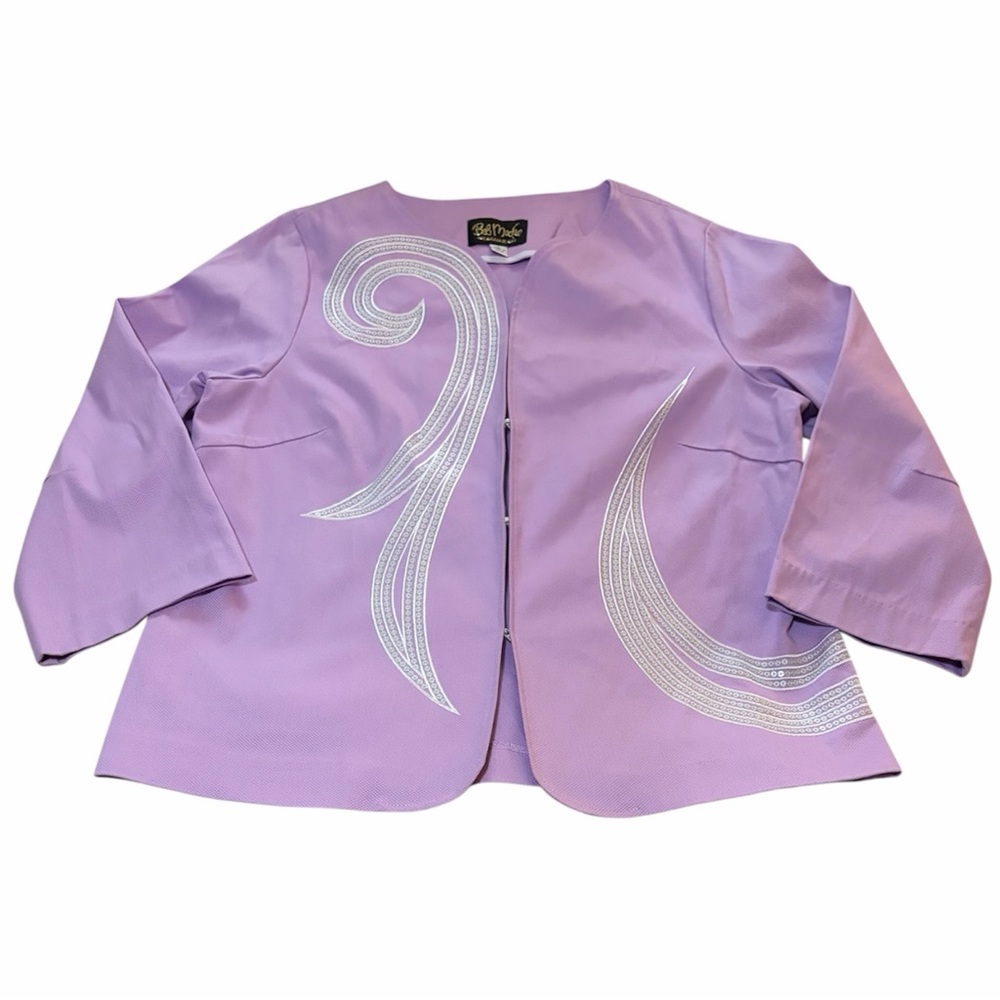 Bob Mackie Wearable Art Lilac Blazer Swirl Sequin Embroidered Jacket Women’s L